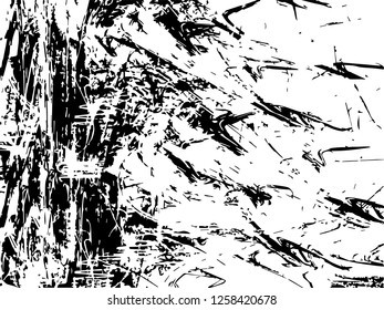Grunge abstract black background on white backdrop. Two colors. Monochrome. Rectangular horizontal medium rough design. Vector.
