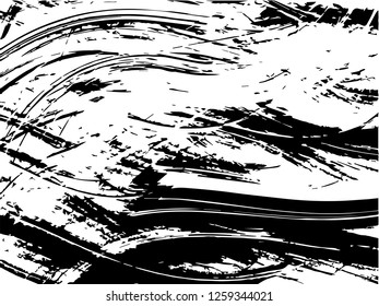 Grunge abstract black background on white backdrop. Two colors. Monochrome. Rectangular horizontal medium rough design. Vector.
