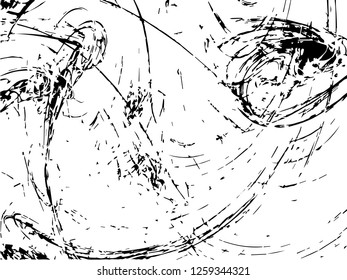 Grunge abstract black background on white backdrop. Two colors. Monochrome. Rectangular horizontal medium rough design. Vector.