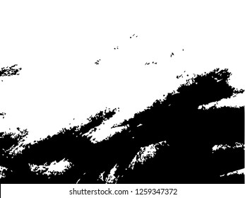 Grunge abstract black background on white backdrop. Two colors. Monochrome. Rectangular horizontal medium rough design. Vector.