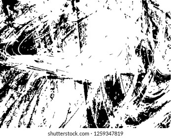 Grunge abstract black background on white backdrop. Two colors. Monochrome. Rectangular horizontal medium rough design. Vector.
