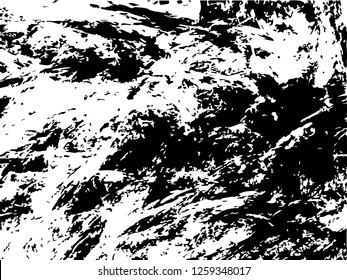 Grunge abstract black background on white backdrop. Two colors. Monochrome. Rectangular horizontal medium rough design. Vector.