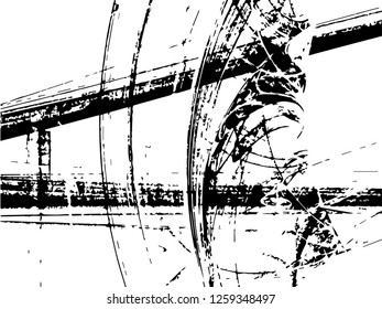 Grunge abstract black background on white backdrop. Two colors. Monochrome. Rectangular horizontal medium rough design. Vector.
