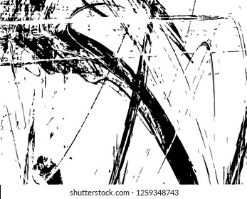 Grunge abstract black background on white backdrop. Two colors. Monochrome. Rectangular horizontal medium rough design. Vector.
