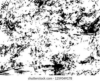 Grunge abstract black background on white backdrop. Two colors. Monochrome. Rectangular horizontal medium rough design. Vector.
