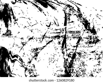 Grunge abstract black background on white backdrop. Two colors. Monochrome. Rectangular horizontal medium rough design. Vector.