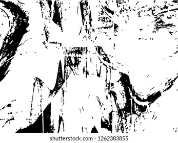 Grunge abstract black background on white backdrop. Two colors. Monochrome. Rectangular horizontal medium rough design. Vector.