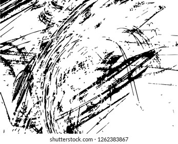 Grunge abstract black background on white backdrop. Two colors. Monochrome. Rectangular horizontal medium rough design. Vector.