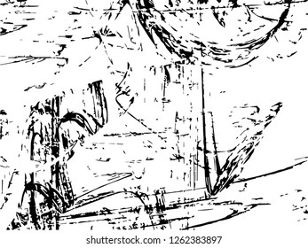 Grunge abstract black background on white backdrop. Two colors. Monochrome. Rectangular horizontal medium rough design. Vector.