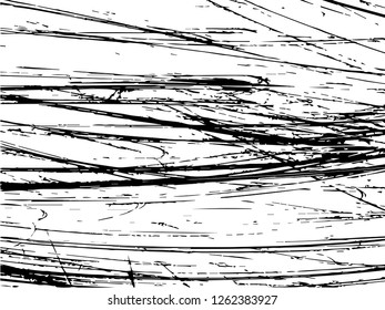 Grunge abstract black background on white backdrop. Two colors. Monochrome. Rectangular horizontal medium rough design. Vector.