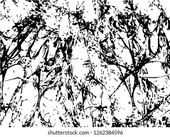 Grunge abstract black background on white backdrop. Two colors. Monochrome. Rectangular horizontal medium rough design. Vector.