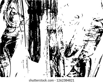 Grunge abstract black background on white backdrop. Two colors. Monochrome. Rectangular horizontal medium rough design. Vector.