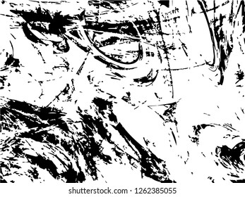 Grunge abstract black background on white backdrop. Two colors. Monochrome. Rectangular horizontal medium rough design. Vector.
