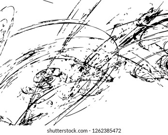Grunge abstract black background on white backdrop. Two colors. Monochrome. Rectangular horizontal medium rough design. Vector.