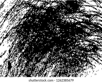 Grunge abstract black background on white backdrop. Two colors. Monochrome. Rectangular horizontal medium rough design. Vector.