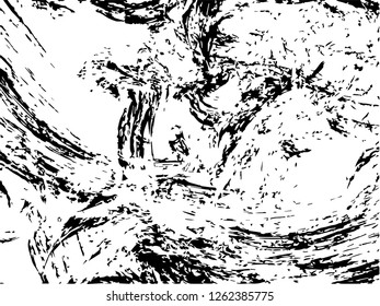 Grunge abstract black background on white backdrop. Two colors. Monochrome. Rectangular horizontal medium rough design. Vector.