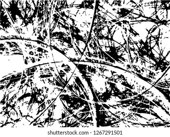 Grunge abstract black background on white backdrop. Two colors. Monochrome. Rectangular horizontal medium rough design. Vector.