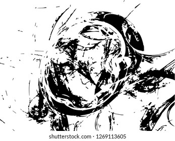 Grunge abstract black background on white backdrop. Two colors. Monochrome. Rectangular horizontal medium rough design. Vector.