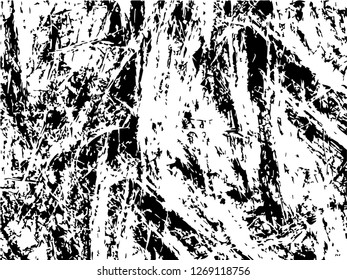 Grunge abstract black background on white backdrop. Two colors. Monochrome. Rectangular horizontal medium rough design. Vector.