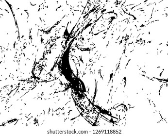 Grunge abstract black background on white backdrop. Two colors. Monochrome. Rectangular horizontal medium rough design. Vector.