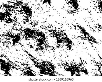 Grunge abstract black background on white backdrop. Two colors. Monochrome. Rectangular horizontal medium rough design. Vector.