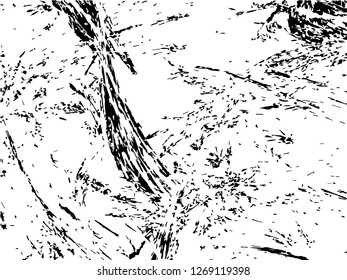 Grunge abstract black background on white backdrop. Two colors. Monochrome. Rectangular horizontal medium rough design. Vector.
