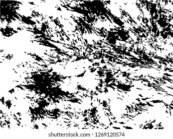 Grunge abstract black background on white backdrop. Two colors. Monochrome. Rectangular horizontal medium rough design. Vector.