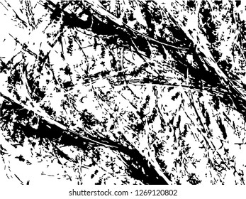 Grunge abstract black background on white backdrop. Two colors. Monochrome. Rectangular horizontal medium rough design. Vector.