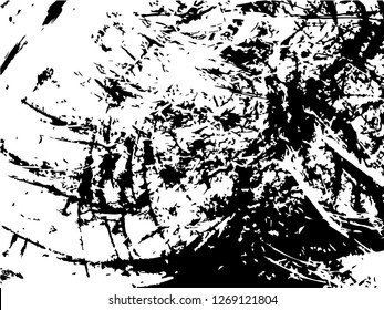Grunge abstract black background on white backdrop. Two colors. Monochrome. Rectangular horizontal medium rough design. Vector.