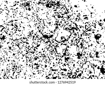 Grunge abstract black background on white backdrop. Two colors. Monochrome. Rectangular horizontal medium rough design. Vector.