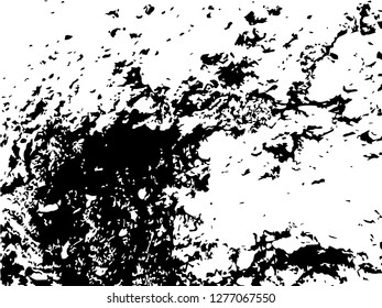 Grunge abstract black background on white backdrop. Two colors. Monochrome. Rectangular horizontal medium rough design. Vector.