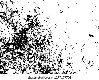 Grunge abstract black background on white backdrop. Two colors. Monochrome. Rectangular horizontal medium rough design. Vector.