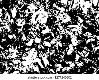 Grunge abstract black background on white backdrop. Two colors. Monochrome. Rectangular horizontal medium rough design. Vector.
