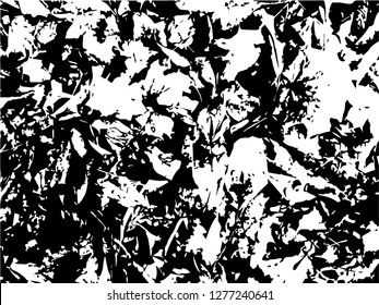 Grunge abstract black background on white backdrop. Two colors. Monochrome. Rectangular horizontal medium rough design. Vector.