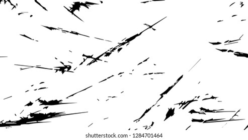 Grunge abstract black background on white backdrop. Two colors. Monochrome. Rectangular horizontal rough design. Vector.