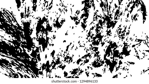 Grunge abstract black background on white backdrop. Two colors. Monochrome. Rectangular horizontal rough design. Vector.