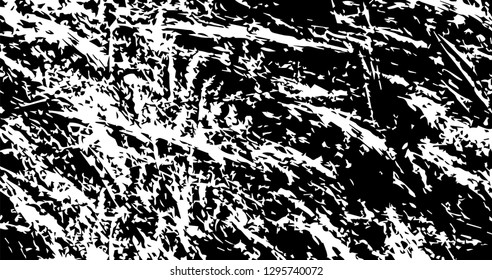 Grunge abstract black background on white backdrop. Two colors. Monochrome. Rectangular horizontal rough design. Vector.