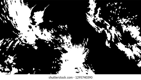 Grunge abstract black background on white backdrop. Two colors. Monochrome. Rectangular horizontal rough design. Vector.