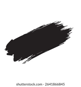 Grunge abstract brush textured dynamic rough ink black splash paint stroke smudge smear shape dirty artistic vector illustration.