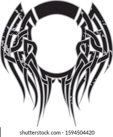 Grunge Abstract Celtic Lines Tattoo or Insignia Background.