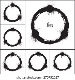 Grunge abstract circle shapes vector set. Vector grunge background. Abstract vector art. Hand drawn vector. Handmade vector backgrounds. Grunge vector abstract illustration. Vector design elements 