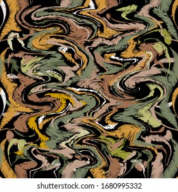Grunge abstract fantasy vector seamless pattern. Colorful ornamental trendy background. Repeat decorative rough backdrop. Dirty grungy ornaments. Modern design for prints, wallpapers, fabric.
