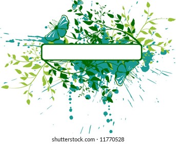 grunge abstract floral frame