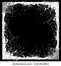 Grunge abstract frame design in black and white