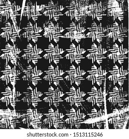 Grunge abstract geometric pattern with mills. Square black and white backdrop.