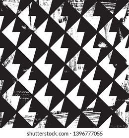 Grunge abstract geometric pattern. Square black and white backdrop.