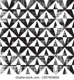 Grunge abstract geometric pattern. Square black and white backdrop.