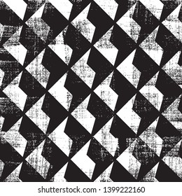 Grunge abstract geometric pattern. Square black and white backdrop.