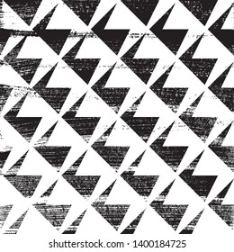 Grunge abstract geometric pattern. Square black and white backdrop.