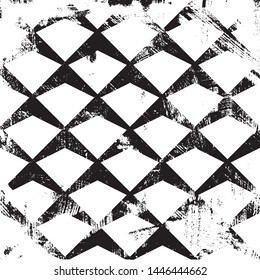 Grunge abstract geometric pattern. Square black and white backdrop.